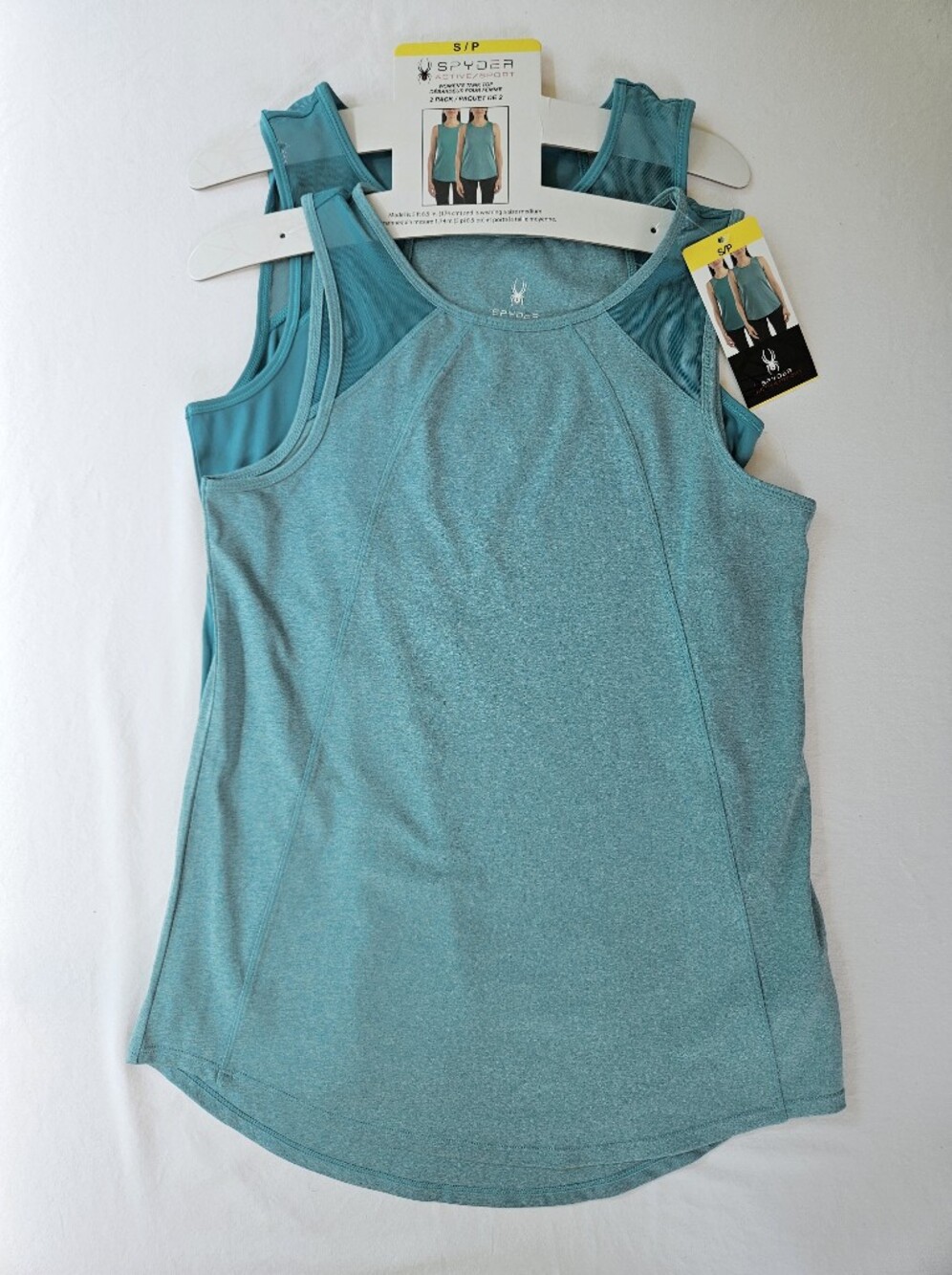 Set of 2 Spyder Teal Performance Tank Tops, NWT Size Small, Solid and Heathered